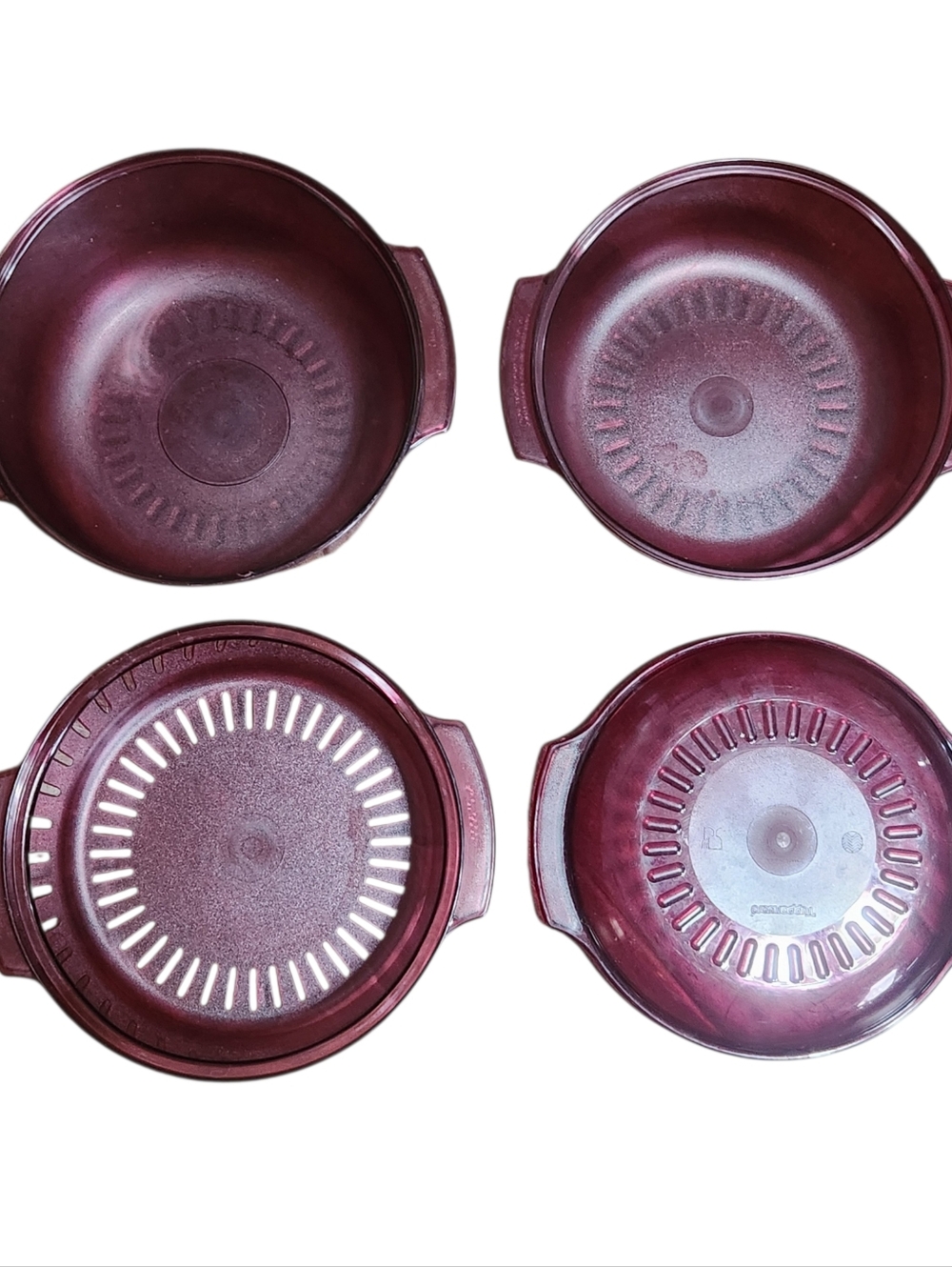 VINTAGE TUPPERWARE TUPPERWAVE STACK MICROWAVE COOKER Cranberry Red 4 Piece Set